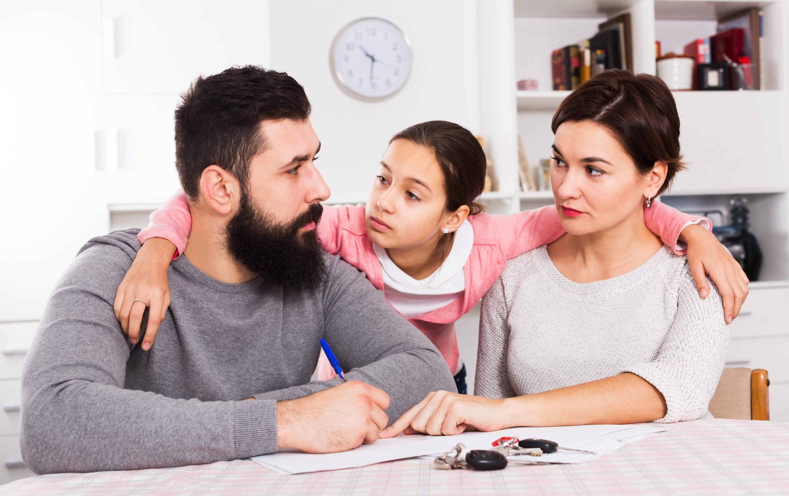 Family working through how to file for divorce