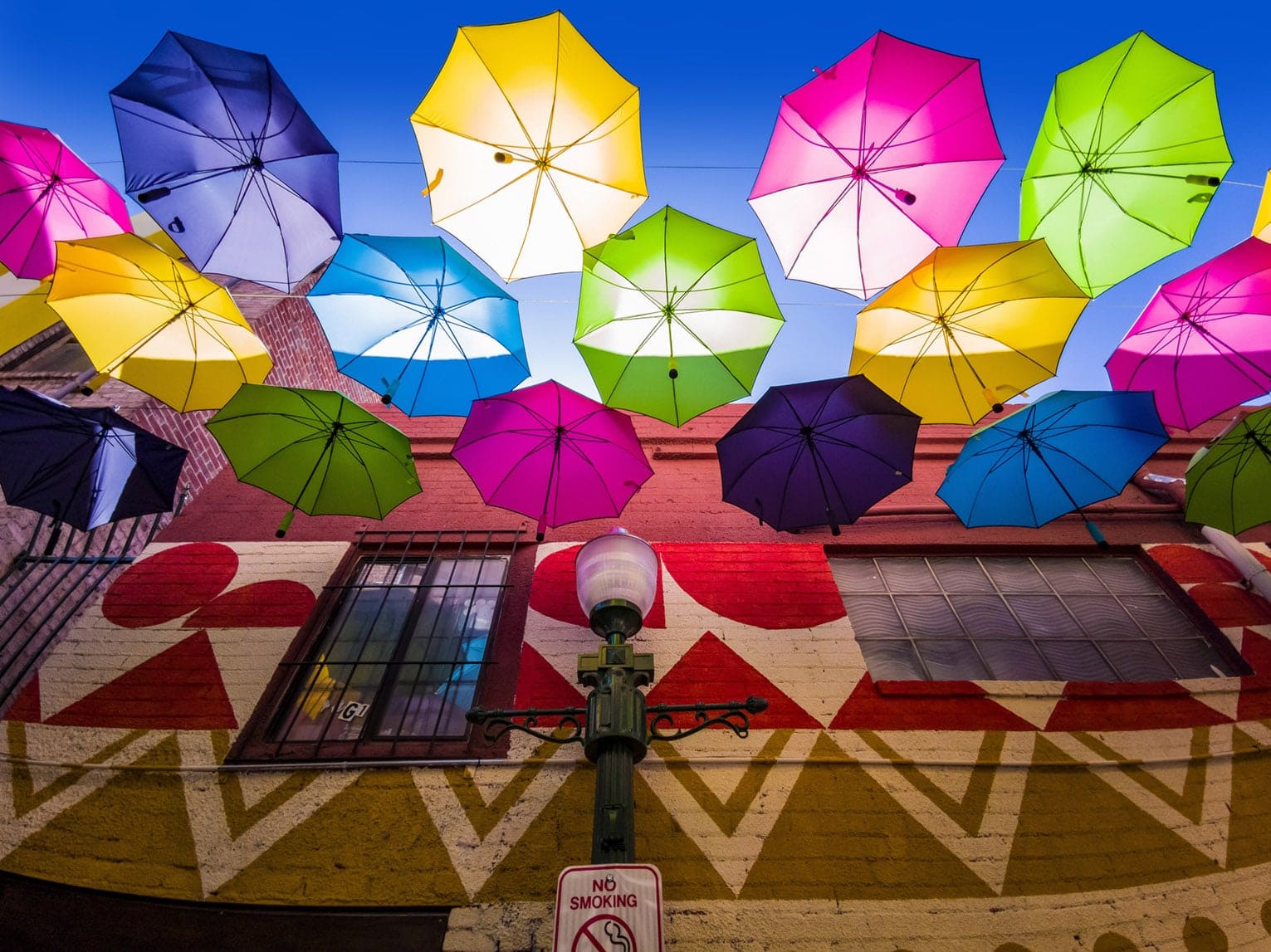 Multi-Colored Umbrellas In Redlands, Ca